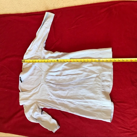 Eileen Fisher Linen Blend 3/4 Length Sleeve Light Blue Top - Picture 3 of 7